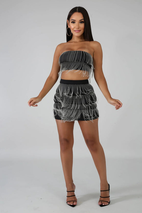 Beads and fringe skirt set foot prints & pretti chixx boutique 