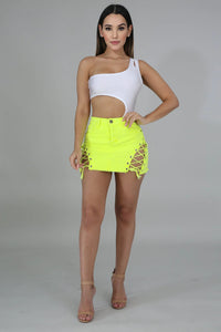Neon strap skirt foot prints & pretti chixx boutique 